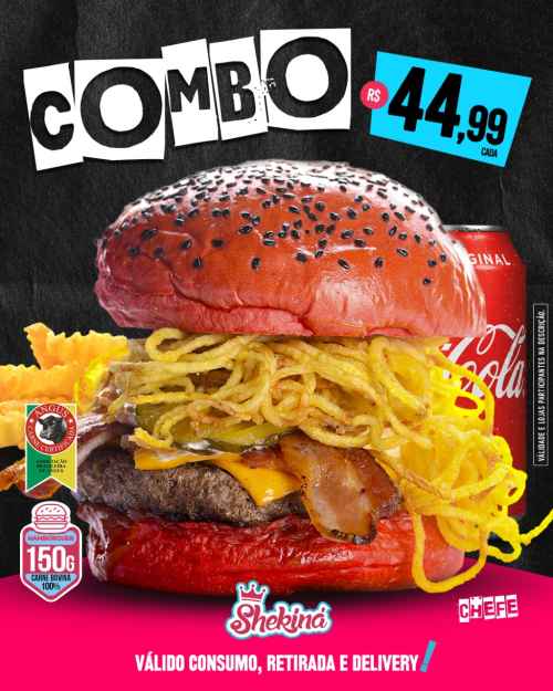 COMBO BURGER + FRITAS + COCA LATA - ESCOLHA O SEU!